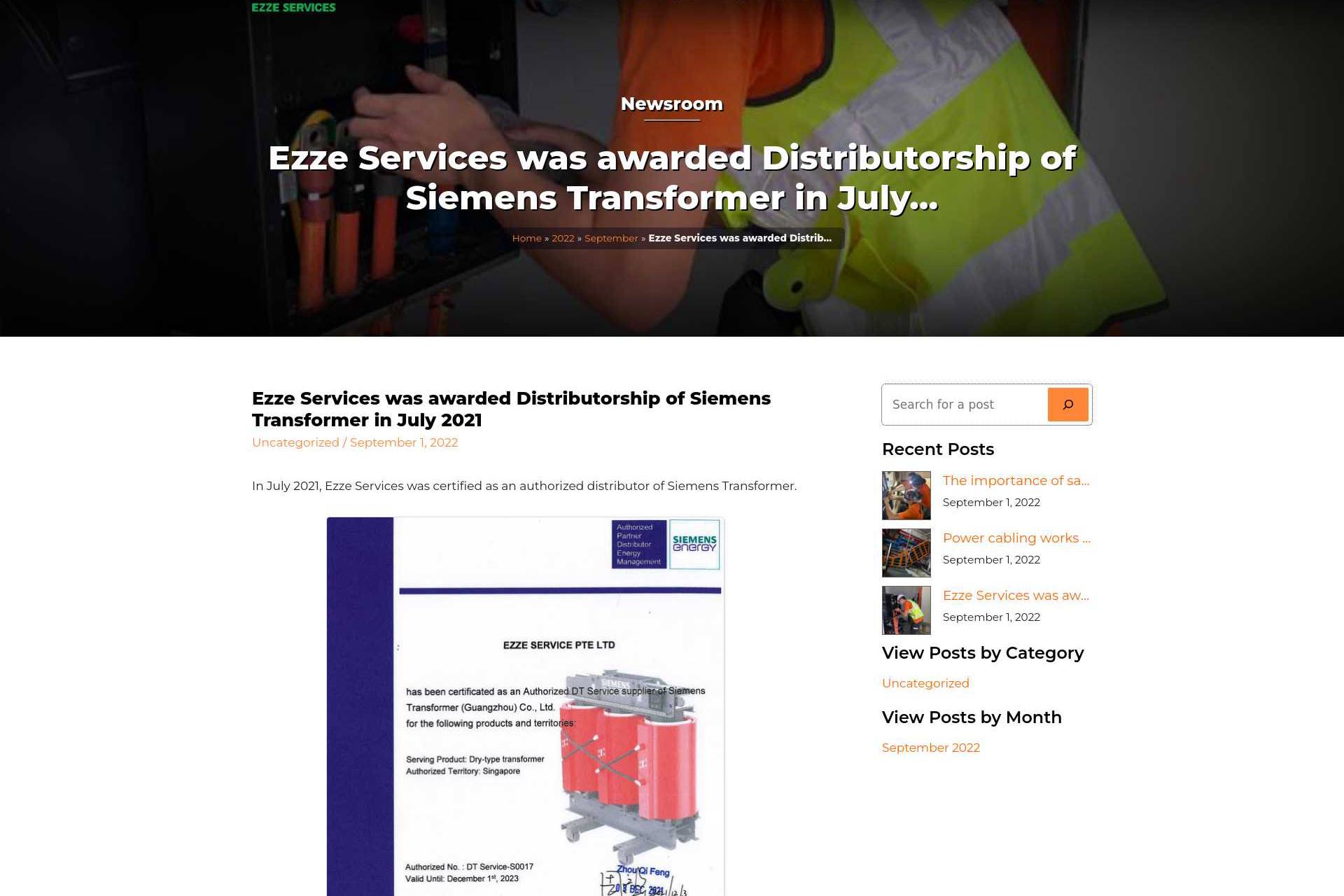ezzeservices-sg-2022-09-ezze-was-awarded-distributorship-of-siemens-transformer-in-july-2021